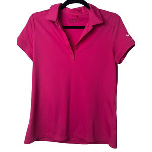 Nike Golf Polo Shirt Pink Short Sleeve Women M Dri Fit Outdoor Athletic B8